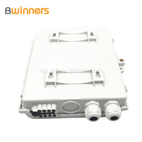 Caja de distribución / terminación de fibra de 8 núcleos para exteriores montada en la pared con coletas y adaptadores